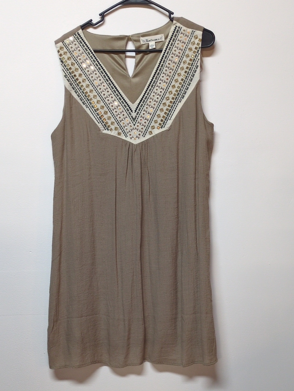 Tantrums Mini Dress Cream Prairie Boho Sequin, Size L